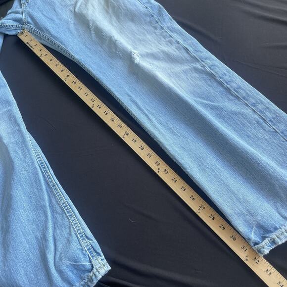 X Ray Jeans Mens Size 38x32 Blue Distressed Flap Pocket Heavy Stitch Y2K - Picture 11 of 12